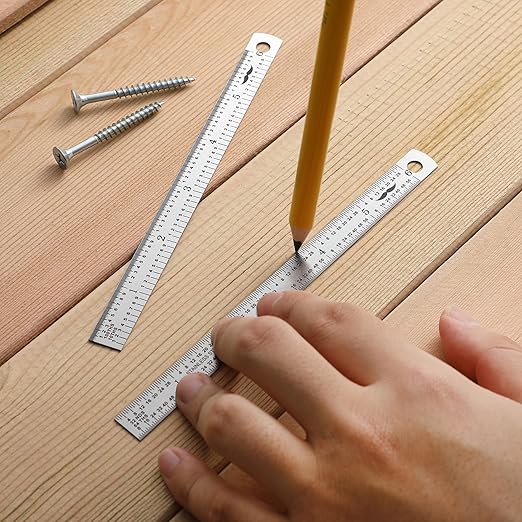 Mr. Pen- Machinist Ruler, 6 Inch, 2 Pack, Stainless Steel Imperial, Precision Measuring Tool, 1/10, 1/100, 1/32, 1/64 Inch Graduation for Engineering, Carpentry, Drafting, Office, School