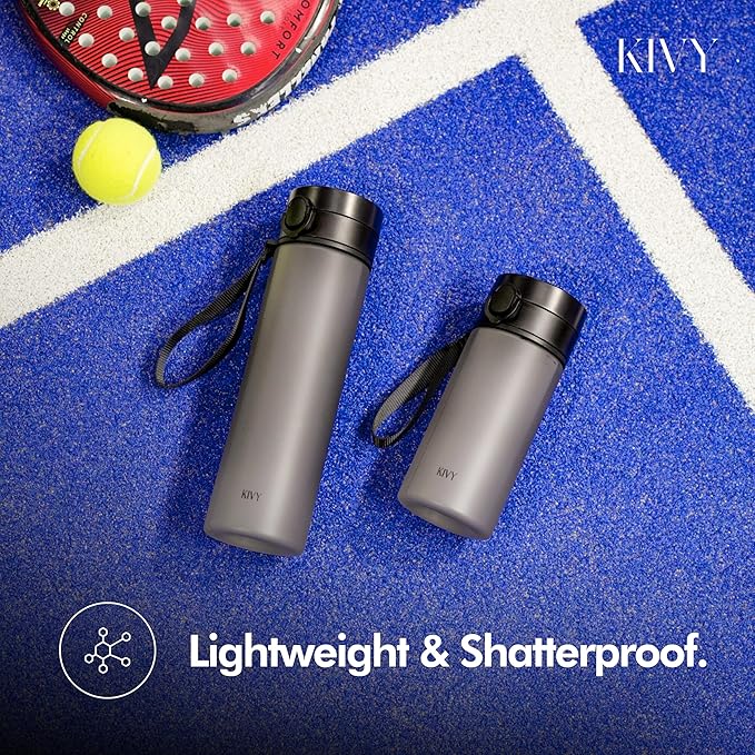 KIVY Slim Water Bottle 32oz with Leakproof Flip Lid [Lightweight & Shatterproof] Fits Backpack & Cupholder for Travel, Sports, School - Tall Gym Water Bottle with Measurements - Dishwasher Safe