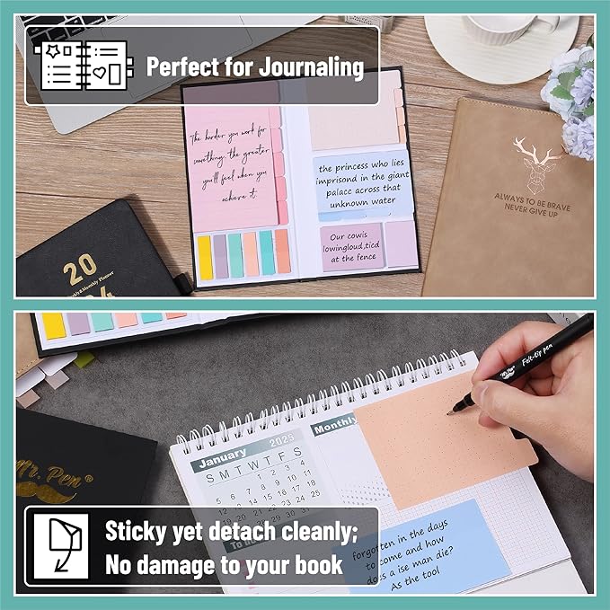 Mr. Pen- Sticky Notes Set, 410 Pack, Ruled, Dotted & Blank Notes with 150 Index Tabs, Divider Sticky Pads for Bible Study, Office, School, Planning, Journaling & Organization
