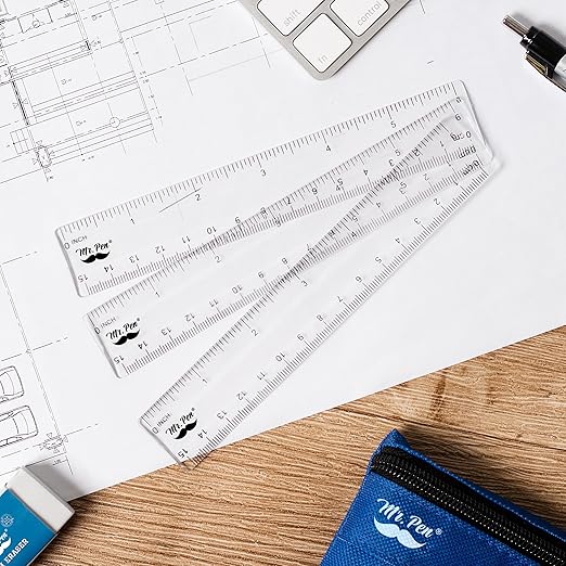 Mr. Pen- Bulk Plastic Rulers, 6 Inch, 50 Pack, Easy-to-Read Markings, Scratch-Resistant Design, Durable Clear Ruler for Crafting Office & School, School Supplies, Bulk Rulers Set, Measuring Tools