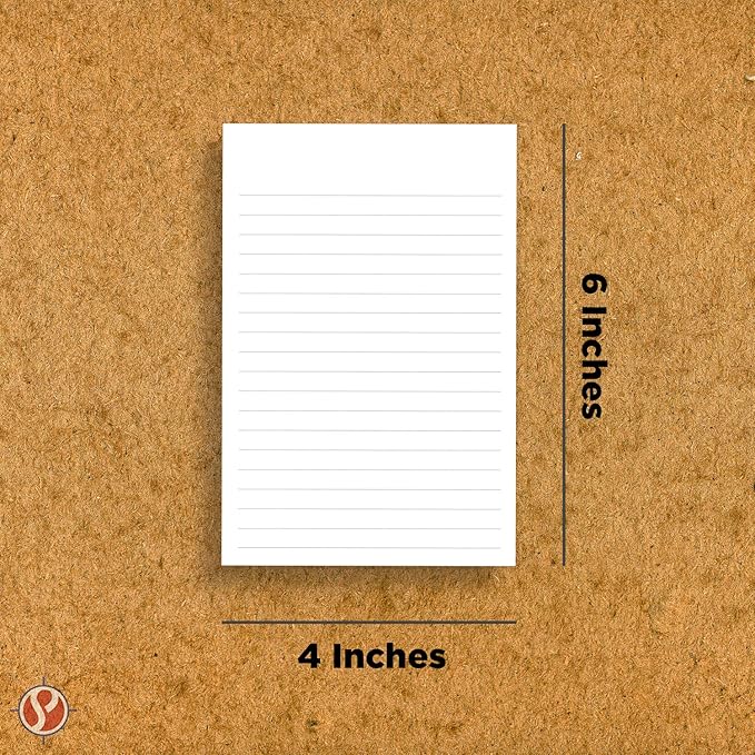 Thick White Note Cards for notes or thoughts, Printed black ruled lines Both sides - Vertical Ruled Cards "100 per pack" (4 x 6)