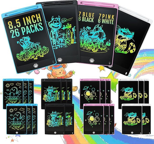 26 Packs LCD Writing Tablet, 8.5INCH Doodle Board for Child, Erasable Kids Drawing Pad, Electronic Drawing Writing Board for Kids Adults Learning & Education, (Blue+Pink+Black+White)