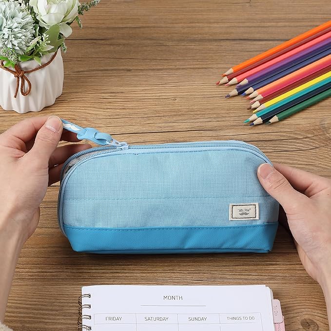 Mr. Pen- Fabric Pencil Case Pouch, Blue, Triangular Shape Pencil Pouch