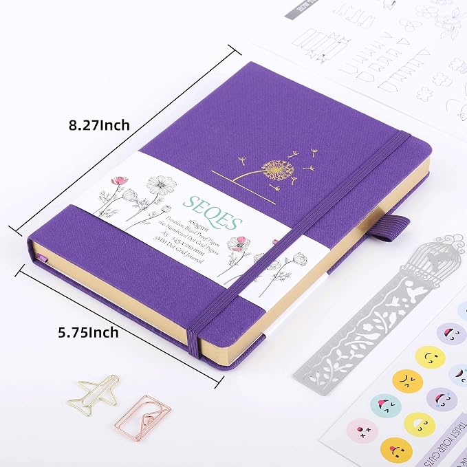 A5 Bullet Dotted Journal Notebook | 160gsm Thick Bleedproof Paper, Lay Flat Binding, 160 Numbered Pages | Hard Cover Dot Grid Notebook/Bullet Journals for Creatives & Professionals (Blowball)