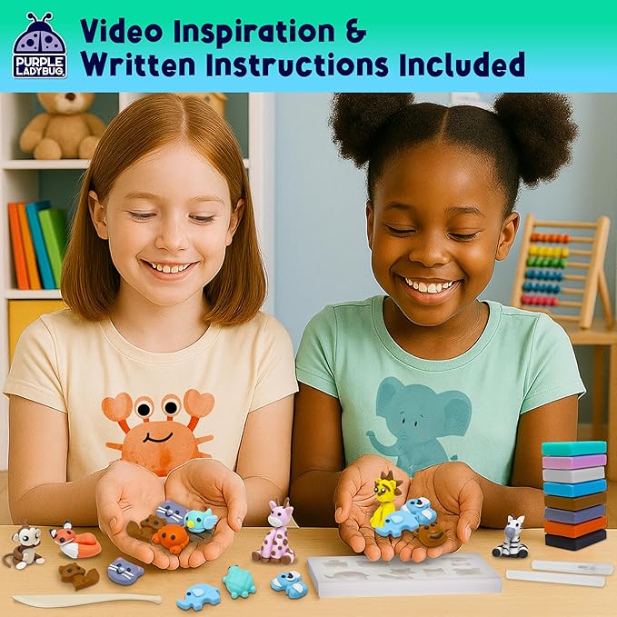 DIY Clay Cute Mini Eraser Kit for Kids - Birthday Gifts for 4 5 6 7 8 9 10 11 12 Girls & Boys - Students Desk Pet Animals Make Your Own Erasers Kit, Arts and Crafts for Kids Ages 8-12 4-8