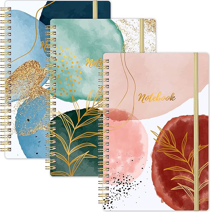 Notebook - 3 Pack A5 Lined Journal Notebooks, 8.3'' x 6'' Spiral Notebook, Journal Notebook with Thick Paper, Classic College Ruled Notebooks for Office, School Supplies