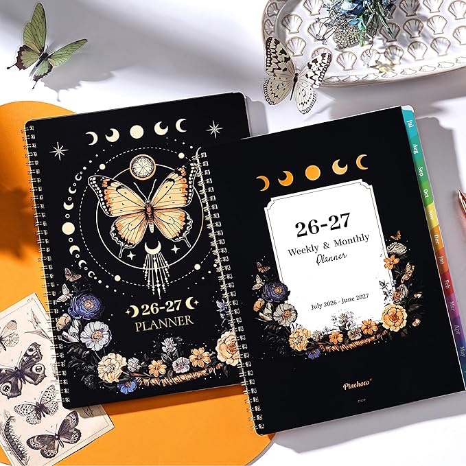 Planner 2026-2027 - Academic Planner 2026-2027, July 2026 - June 2027, 9" x 11", 26-27 Planner Weekly and Monthly, Colorful Tabs, Back Pocket, Perfect Daily Organizer - Butterfly