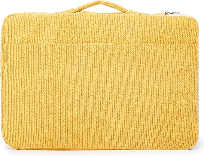Kinmac 360° Protective Laptop Sleeve Case Bag Cover with Handle for MacBook Pro 16 inch,16 inch HP,Lenovo,Dell,ASUS,Acer Ultrabook and Business Laptop (Yellow Corduroy)