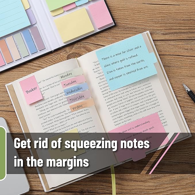 Mr. Pen- Sticky Notes Set, 410 Pack, Ruled, Dotted & Blank Notes with 150 Index Tabs, Divider Sticky Pads for Bible Study, Office, School, Planning, Journaling & Organization