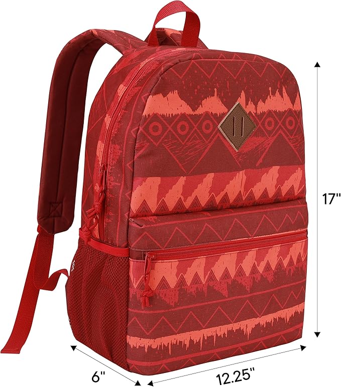 12-Pack 17" Bulk Backpacks for Middle School Students, Bookbags in 6 Assorted Prints, Durable School Backpacks for School Drives, Donations, and Giveaways
