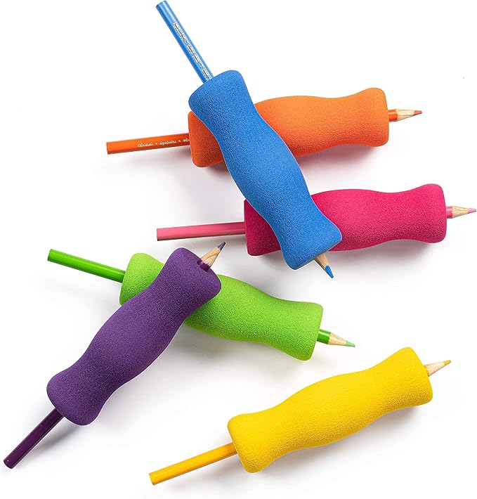 Special Supplies Long Foam Pencil Grips for Kids Adults Colorful, Cushioned Holders for Handwriting, Drawing, Coloring | Ergonomic Right or Left-Handed Use | Reusable (12)