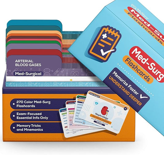 Med-Surg Flashcards for NCLEX – 270 Color-Coded Study Cards for RN & PN Nursing Students | Disease, Labs & Nursing Care in One | High-Yield Clinical Concepts, Visual Learning & Fast Recall