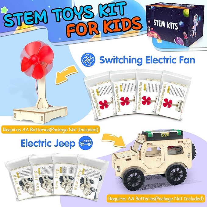 kortes 24Pack STEM Kits for Kids Classroom, Science Building Project Craft for Ages 8 9 10 11 12, 3D Wooden Model Kit, STEM Toys for Boys Girls Birthday Gifts Party Favors School Exchange Gifts