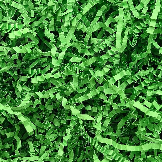Crinkle Cut Paper Shred Filler,1 LB Green Shredded Paper for Gift Boxes Bags Basket Filler Decoration,Grass Cushion Paper Streamer Stuffing for Christmas,Thanksgiving,Easter Gift Wrapping