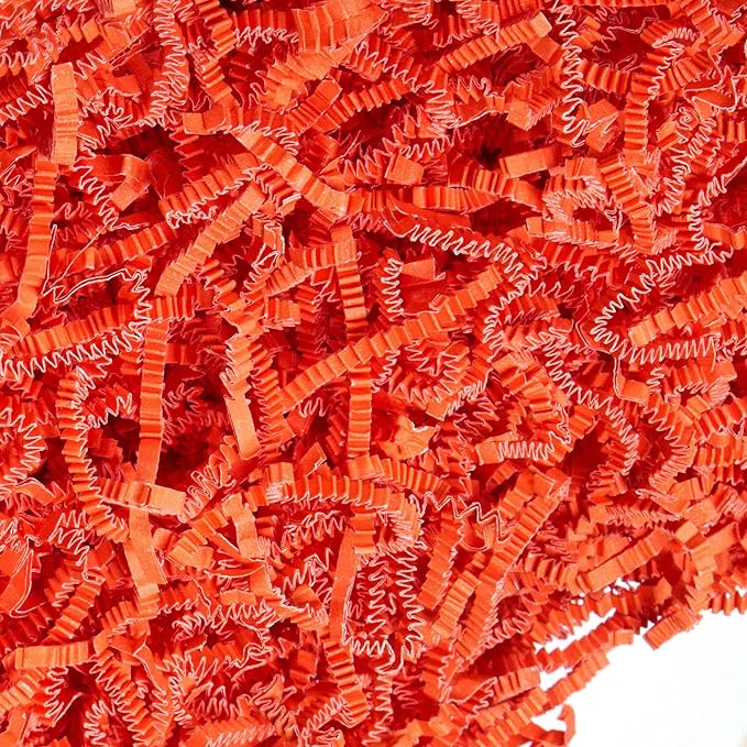 FRILLZ Crinkle Cut Paper Shred Filler for Baskets, Gifts, Packing and Protecting your Halloween, Fall Festival, Birthday and other events (1/2 pound, Orange)