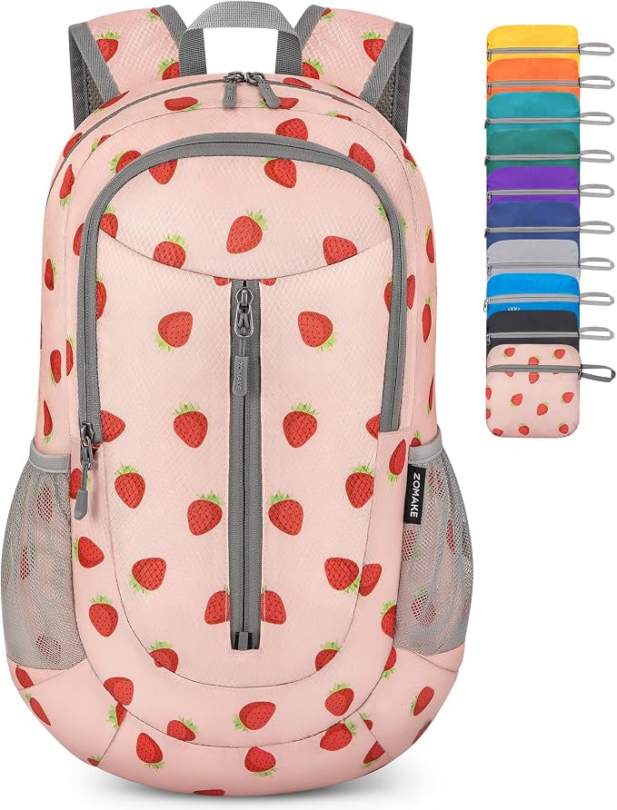 ZOMAKE Lightweight Packable Backpack 25L, Foldable Hiking Daypack | Water Resistant Small Folding Backpacks for Travel, Everyday Carry, Multi-Pocket Layout, Breathable Shoulder Strap