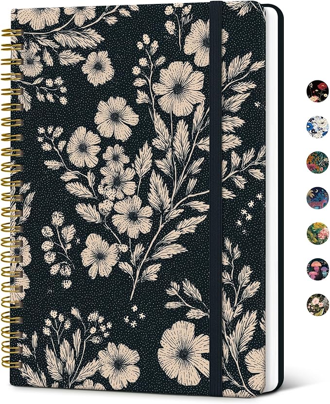 Taja Lined Spiral Notebook Journal for Women A5(5.8" × 8.3"), Cute Hardcover Notebook for Work, School & Note Taking, Pretty College Ruled Journal for Writing, 140 Pages, Cream Petals