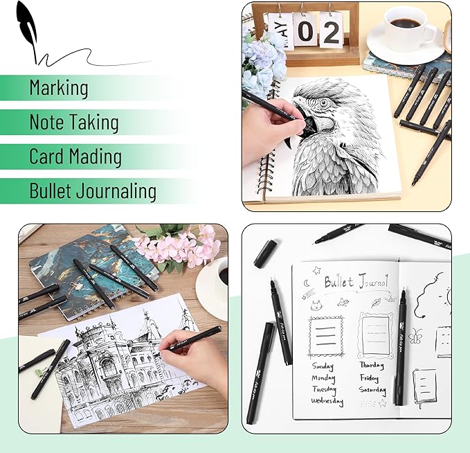 Mr. Pen- Drawing Pens for Artists, 0.05mm, 12 Pack, Black Artist Pen, Micro Pens for Drawing, Bible Journaling Pen, Fine Point