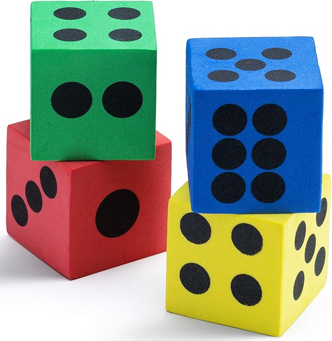 Foam Dice Set - Bulk Pack of 12, 1.5 Inch Large Assorted Colorful Foam Dice Cubes with Number Dots, Use for Kids, Classrooms, Math Games, Building Toys, Party Supplies by Bedwina