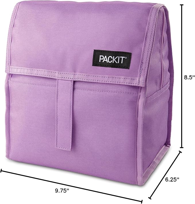 PackIt Freezable Lunch Bag, Lavender, Built with EcoFreeze Technology, Foldable, Reusable, Zip and Fold Closure with Buckle Handle, Designed for Work Lunches and Fresh Lunch On the Go
