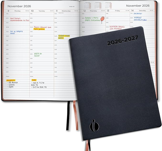 Academic Planner 2026-2027 - Rose Gold Edition, Weekly Planner and Monthly Planner – Hourly Appointment Book – Softcover Calendar, Simple Design for Productivity, June 2026 - July 2027 – 8.5 x 11