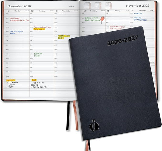 Academic Planner 2026-2027 - Rose Gold Edition, Weekly Planner and Monthly Planner – Hourly Appointment Book – Softcover Calendar, Simple Design for Productivity, June 2026 - July 2027 – 8.5 x 11
