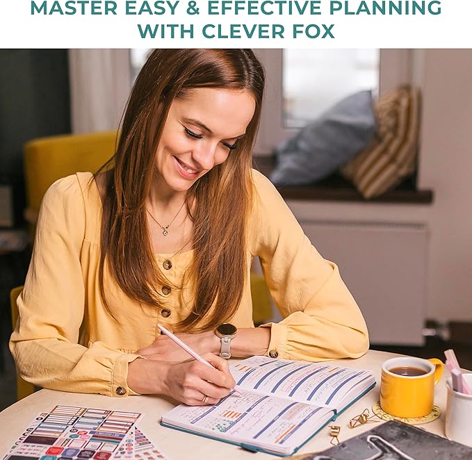 Clever Fox Planner 2nd Edition Dated Jan 2026-Jan 2027 – Colorful Weekly & Monthly Goal Setting Planner, Habit Trackers, Time Management and Productivity Organizer, Gratitude Journal, A5 (Dark Teal)