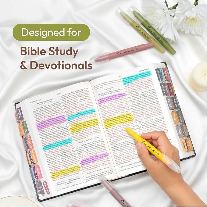 10 Pack Bible Safe Highlighters - Earthy Color, Wax Highlighters No Bleed, Scripture Markers for Journaling, Study Accessories and School Supplies