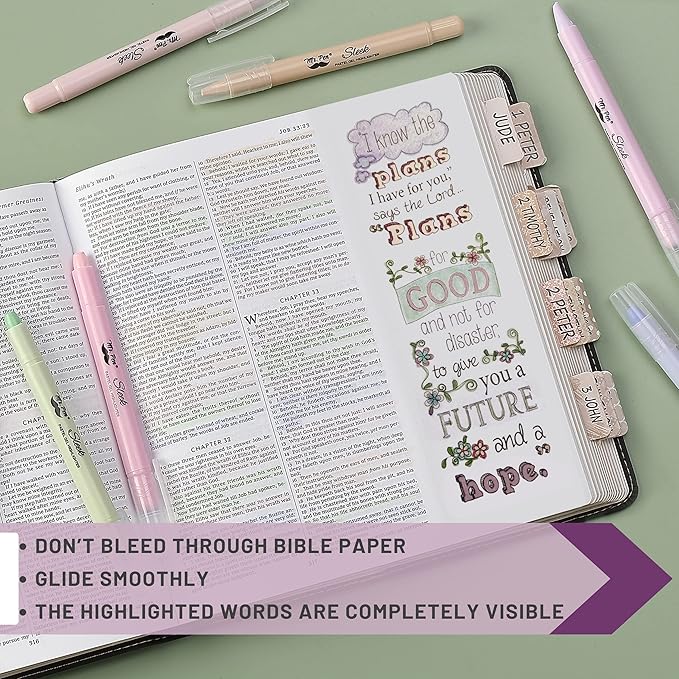 Mr. Pen- No Bleed Gel Highlighters, Morandi Colors, 8 Pack, Bible Highlighters and Pens No Bleed, Bible Markers for Study, Journaling, School Supplies and Accessories
