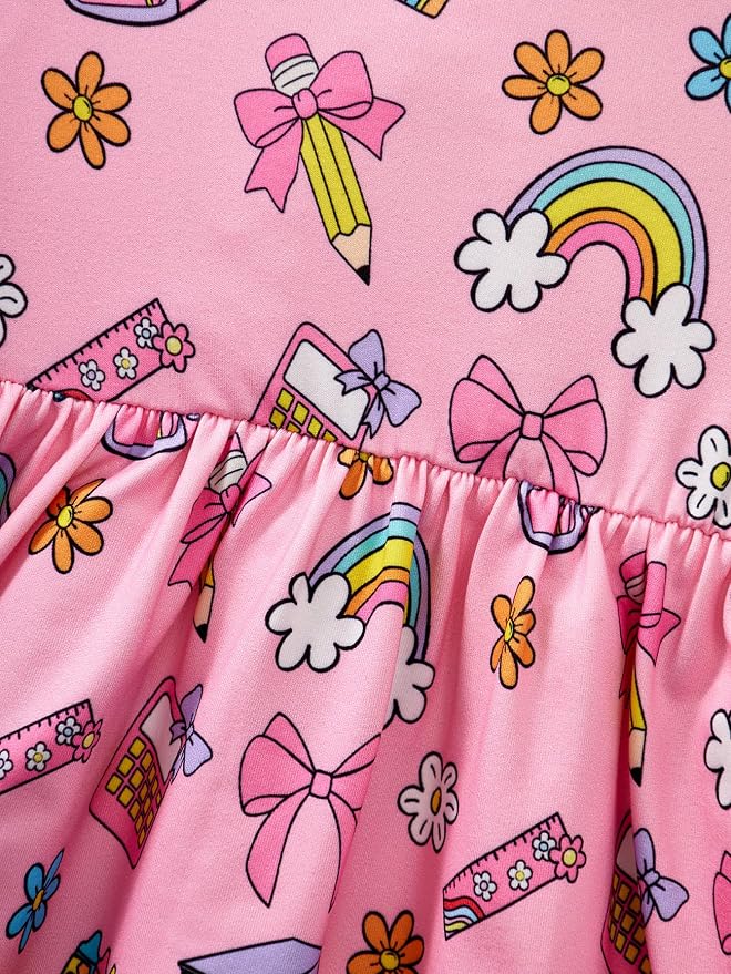Popshion Girls Dresses Flutter Sleeve Swing Sundress Toddler Summer Clothes Kid Birthday Party Sleeveless Dress 1-8 Years Old