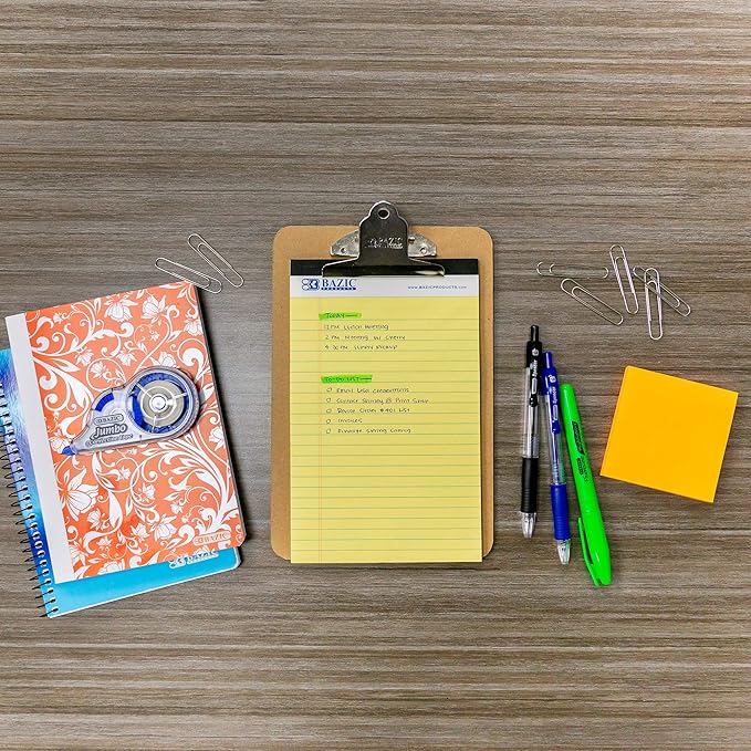 BAZIC Products Perforated Writing Pad, 50 Sheets 5x8 Inch, Canary Jr. Lined Ruled Memo Writing Pads Note Paper for Office School Student, Total 48 Count