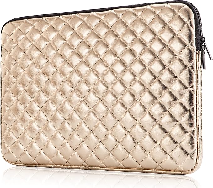 Puffy Laptop Sleeve 11 12 13 13.3 14 15 15.6 inch Case Protective Bag Quilted PU Leather Lined Padded