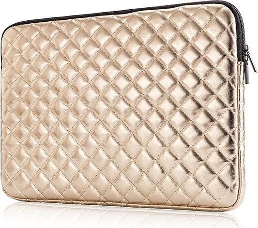 Puffy Laptop Sleeve 11 12 13 13.3 14 15 15.6 inch Case Protective Bag Quilted PU Leather Lined Padded