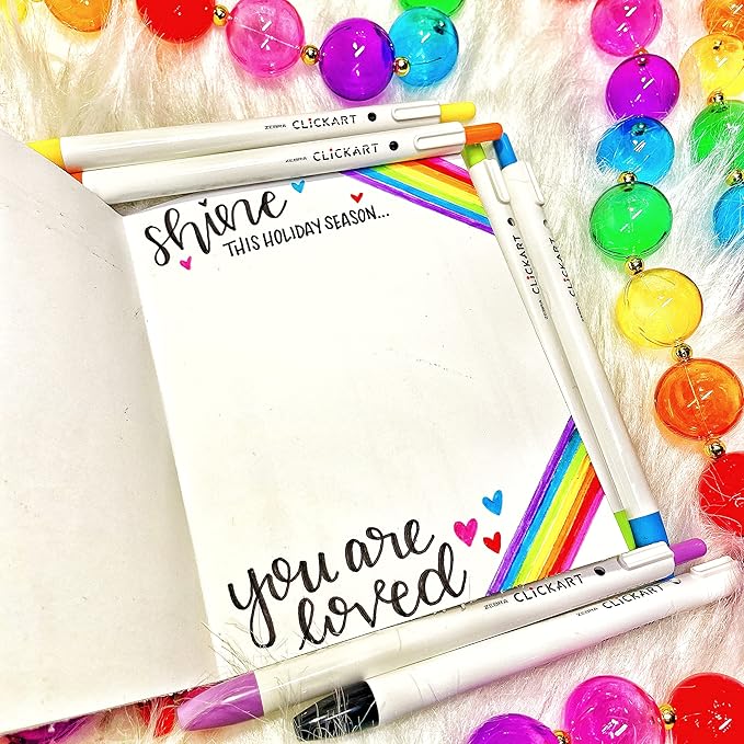Zebra Pen Creative Essentials Clicking Set 24-Pack, Includes 8 CLiCKART Markers, 8 Colored Pencils and 8 Sarasa Clip Retractable Gel Pens, Assorted Ink Colors, Ideal For Bullet Journaling (76124)