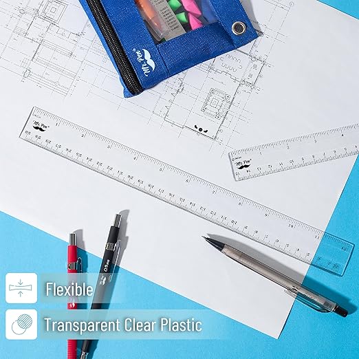 Mr. Pen- Plastic Rulers, 24 Pcs, 6 Inch & 12 Inch, Easy-to-Read Markings, Scratch-Resistant Design with Inches and Centimeters, Durable Transplant Rulers for Crafting Office & School, School Supplies