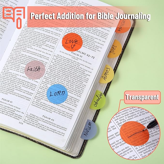 Mr. Pen- Round Transparent Sticky Notes, 1.1” Diameter, 28 Pads, 1120 Sheets, Colorful, Water-Resistant See-Through Sticky Notes Bulk & Fineliner, Smooth Writing, Note Tabs for Bible Journaling