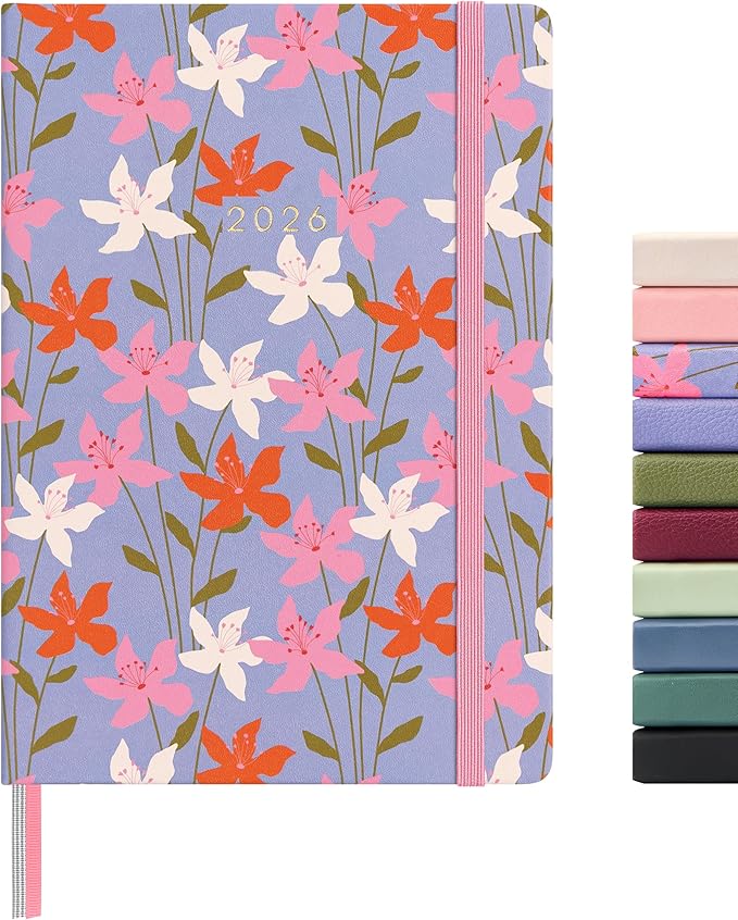 And Per Se 2026 Planner, 15 Months Hardcover Daily, Weekly & Monthly Planner, A5 size, 100GSM Thick Paper, Back Pocket, 5.7" x 8"(Blossom Purple)
