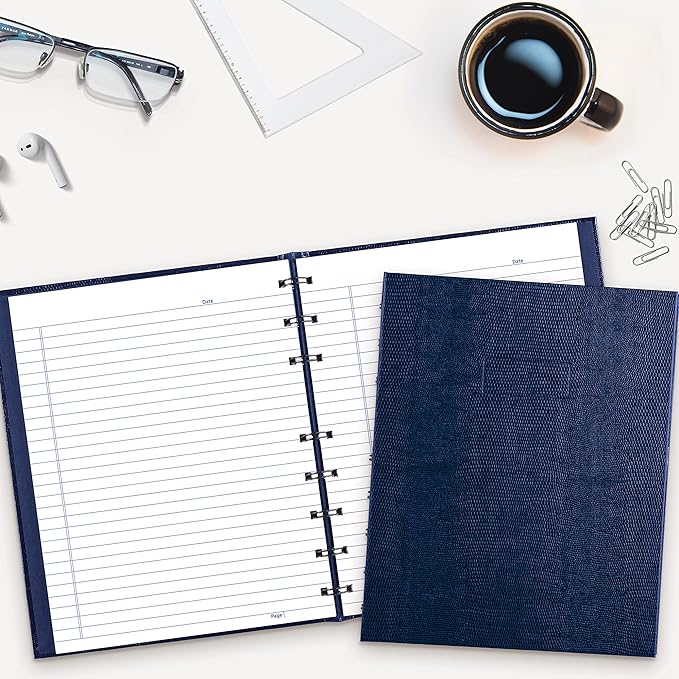 Blueline NotePro™ Executive Notebook, Indexing System, Refillable, Hard Cover, 9.25" x 7.25", 150 Ruled Pages, Indigo Blue (A7150.BLU)