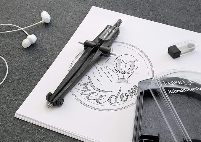 Faber-Castell Stream Quick-Set Compass - Black Stone, 174530