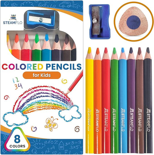 Colored Pencils for Toddlers 3-4 Years – Kids Pencils for Beginners, Toddlers and Preschoolers, Jumbo Triangle Shape for Easy Grip, Thick Colored Core for Easy Coloring and Less Breakage (1 Pack)