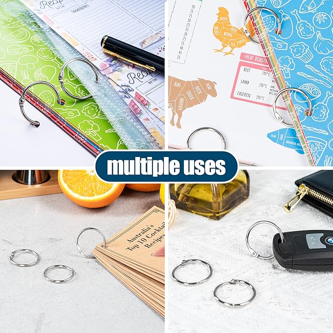Loose Leaf Binder Rings 1 Inch (100 Pack) – Sturdy Book Rings, Index Card Rings, Key Rings, Flashcard Rings, Notebook Paper Rings, Metal Rings for Office, School or Home