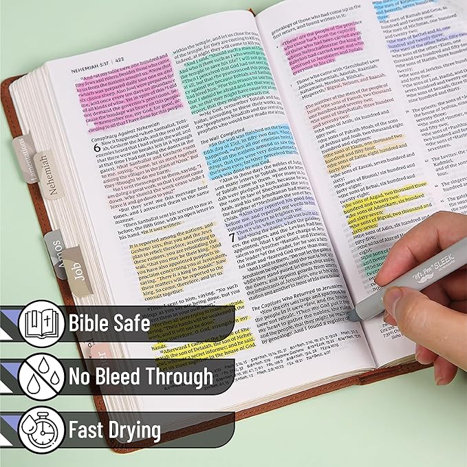 Mr. Pen- No Bleed Gel Highlighters, Friendly Colors, 8 Pack, Bible Highlighters and Pens No Bleed, Bible Markers for Study, Journaling, School Supplies and Accessories