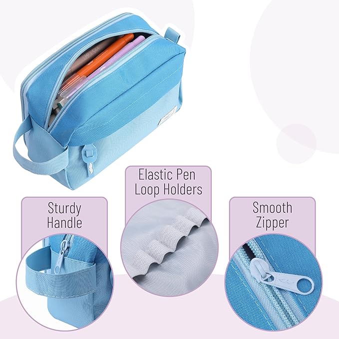 Mr. Pen Large Capacity Pencil Pouches and Bags - Mint Green School