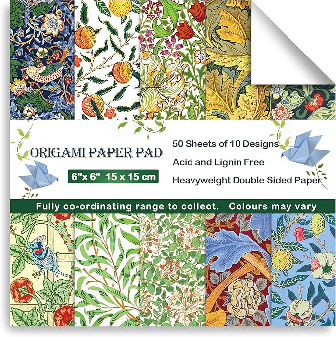 Origami Paper 6x6 Double Sided 50 Sheets 10 Colors origami kit Japanese Chiyo Square Craft Kits Easy Fold Arts Crafts DIY Handwork Morris