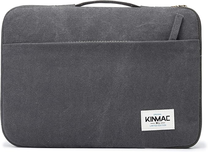 Kinmac 360° Heavy Duty Protective Laptop Sleeve Case Bag Cover with Handle for MacBook Air 13 inch,iPad Pro 13 inch and 13.3 inch HP,Dell,Lenovo,Asus,Acer Laptop (Grey Canvas)