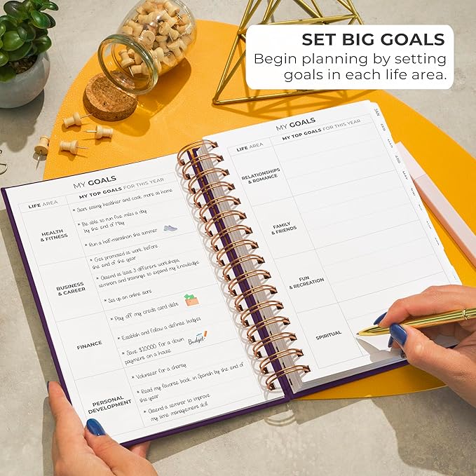 Clever Fox Dated Planner with Tabs 2026 – Weekly & Monthly Spiral Planner with Habit Tracker for Goal Setting & Time Management (Purple)