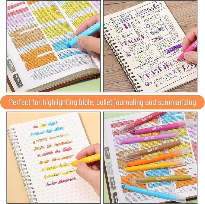Mr. Pen- No Bleed Gel Highlighters, Dark Sunshine & Smiles, 8 Pack, Bible Highlighters and Pens No Bleed, Bible Markers for Study, Journaling, School Supplies and Accessories
