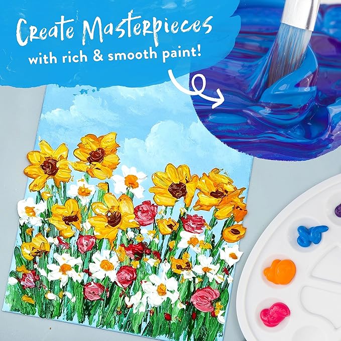 Chalkola 40 Acrylic Paint Set for Adults with 24 Acrylic Paints kit (22ml), 10 Painting Brushes, 5 Canvas for Painting (8x10) & 1 Palette