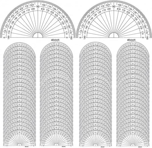 EBOOT 56 Pack Clear 180 Degree Plastic Protractors for Angle Measurement, 10 cm