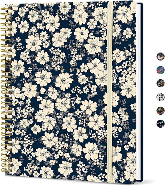 Taja Large Spiral Lined Journal for Women, 8.5" x 11" Notebooks for Work Collge Ruled, A4 Aesthetic Cute Journaling Notebooks for Writing, Plastic Cover, Daisy Garden